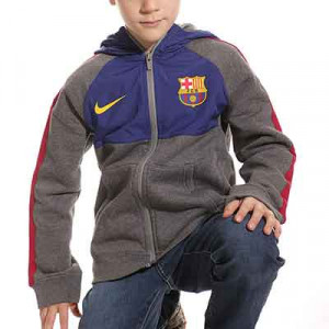 Chaqueta Nike Barcelona niño Sports Wear Hybrid - Chaqueta con capucha infantil de algodón del FC Barcelona 2020 2021 - gris - frontal