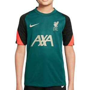 Camiseta Nike Liverpool niño entrenamiento Dri-Fit Strike - Camiseta infantil de entrenamiento Nike del Liverpool FC - verde azulado
