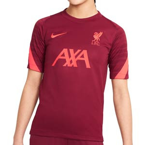 Camiseta Nike Liverpool niño entrenamiento Dri-Fit Strike - Camiseta infantil de entrenamiento Nike del Liverpool FC - granate - completa frontal