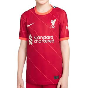 Camiseta Nike Liverpool 2021 2022 niño Dri-Fit Stadium - Camiseta infantil primera equipación Nike Liverpool FC 2021 2022 - roja - frontal