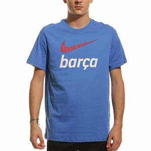 Camiseta Nike Barcelona Swoosh Club algodón - Camiseta de manga corta de algodón Nike del FC Barcelona - azul