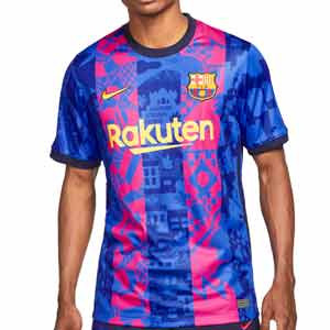 Camiseta Nike 3a Barcelona 2021 2022 Dri-Fit Stadium - Camiseta tercera equipación Nike del FC Barcelona 2021 2022 - azul, rosa