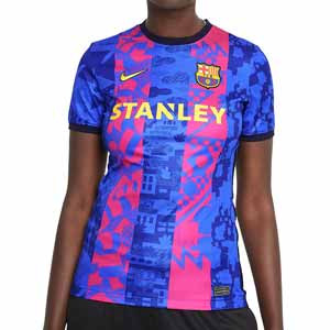 Camiseta Nike Barcelona 3a 2021 2022 femenino Stadium - Camiseta tercera equipación Nike del FC Barcelona femenino 2021 2022 - azul, rosa
