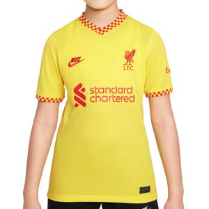Camiseta Nike Liverpool 3a niño 2021 2022 Stadium - Camiseta tercera equipación infantil Nike del Liverpool FC 2021 2022 - amarilla