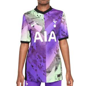 Camiseta Nike 3a Tottenham 2021 2022 niño Stadium - Camiseta tercera equipación infantil Nike Tottenham Hotspur 2021 2022 - lila, amarilla flúor