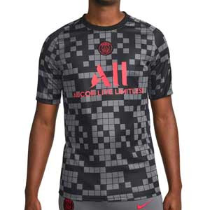 Camiseta Nike PSG pre-match UCL - Camiseta calentamiento pre partido Paris Saint-Germain de la Champions League 2021 2022 - gris, negra