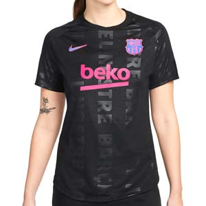 Camiseta Nike Barcelona mujer pre-match UCL - Camiseta pre partido de mujer del FC Barcelona para la Champions League 2021 2022 - negra