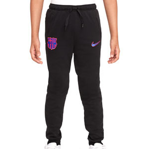 Pantalón Nike Barcelona niño Travel Fleece UCL - Pantalón largo infantil de algodón Nike del Barcelona de la Champions League 2021 2022 - negro