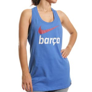 Camiseta tirantes Nike Barcelona mujer Swoosh Club - Camiseta sin mangas de algodón para mujer Nike del FC Barcelona - azul