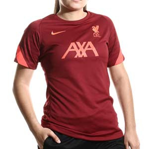 Camiseta Nike Liverpool entrenamiento mujer Strike - Camiseta de mujer de entrenamiento Nike del Liverpool FC - granate - completa frontal