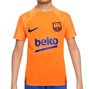 Camiseta Nike Barcelona entrenamiento niño Dri-Fit Strike - Camiseta de entrenamiento infantil Nike del FC Barcelona -ánaranja