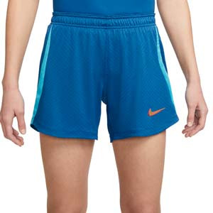Short Nike mujer Dri-Fit Strike - Pantalón corto de mujer para entrenamiento de fútbol Nike - azul marino, amarillo flúor