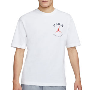 Camiseta Nike PSG x Jordan Logo - Camiseta de manga corta de algodón Nike del París Saint-Germain - blanca