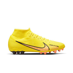 Nike Mercurial Zoom Superfly 9 Academy AG - Botas de fútbol con tobillera Nike AG para césped artificial - amarillas, naranjas