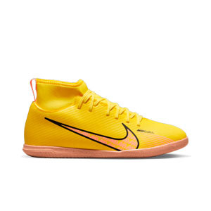 Nike Mercurial Jr Superfly 9 Club IC - Zapatillas de fútbol sala con tobillera infantiles suela lisa IC - amarillas, naranjas