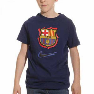 Camiseta Nike Barcelona niño Crest 92 Trap - Camiseta de algodón infantil Nike del FC Barcelona -áazul marino