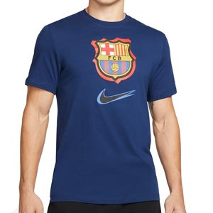 Camiseta Nike Barcelona Crest 92 Trap - Camiseta de algodón Nike del FC Barcelona - azul marino