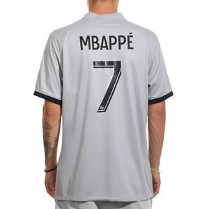 Camiseta Nike Mbappe 2a PSG 2022 2023 Dri-Fit Stadium - Camiseta de la segunda equipación de Kylian Mbappe Nike del PSG 2022 2023 - gris