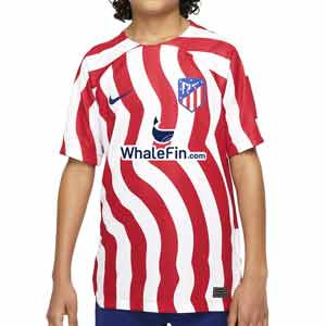 Camiseta Nike Atlético niño 2022 2023 Dri-Fit Stadium - Camiseta infantil de la primera equipación Nike del Atelético de Madrid - roja, blanca