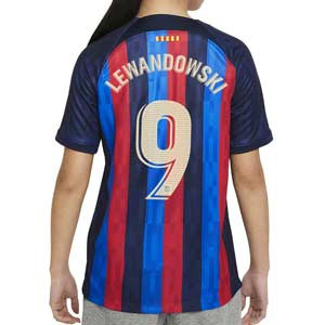 Camiseta Nike Barcelona niño Lewandowski 22-23 DF Stadium - Camiseta de la primera equipación infantil de Robert Lewandowski Nike del FC Barcelona 2022 2023 - azulgrana