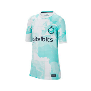 Camiseta Nike 2a Inter niño 2022 2023 Dri-Fit Stadium - Camiseta infantil de la segunda equipación Nike del Inter de Milán 2022 2023 - blanca, turquesa