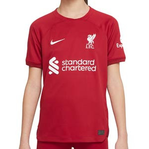 Camiseta Nike Liverpool niño 2022 2023 Dri-Fit Stadium - Camiseta infantil primera equipación Nike Liverpool FC 2022 2023 - roja