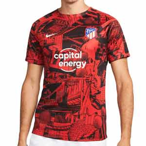 Camiseta Nike Atlético pre-match - Camiseta de calentamiento pre-partido Nike del Atlético de Madrid - roja, negra