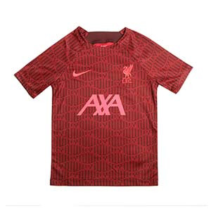 Camiseta Nike Liverpool niño Dri-Fit pre-match visitante - Camiseta de calentamiento pre partido visitante infantil Nike del liverpool - roja