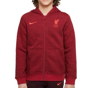 Sudadera Nike Liverpool niño Sportswear Hoodie Club - Sudadera de algodón con capucha infantil Nike del Liverpool - granate