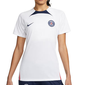 Camiseta Nike PSG entrenamiento mujer Dri-Fit Strike - Camiseta de mujer de entrenamiento Nike del Paris Saint-Germain - blanca