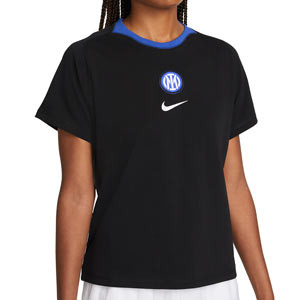 Camiseta Nike Inter mujer Travel - Camiseta de algodón para mujer Nike del Inter de Milán - negra