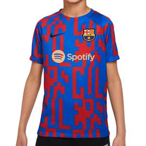 Camiseta Nike Barcelona niño pre-match local - Camiseta infantil de calentamiento pre-partido Nike del FC Barcelona - azul, roja