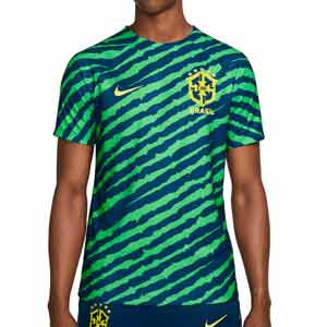 Camiseta Nike Brasil Dri-Fit pre-match - Camiseta de calentamiento pre-partido Nike de la selección de Brasil - azul, verde