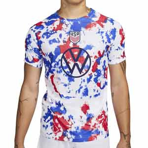 Camiseta Nike USA Dri-Fit pre-match - Camiseta de calentamiento pre-partido Nike de la selección de Estados Unidos - blanca, azul