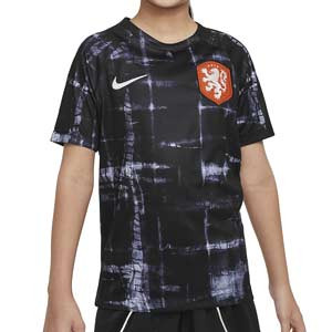 Camiseta Nike Holanda niño Dri-Fit pre-match - Camiseta de calentamiento pre-partido infantil Nike de la selección holandesa - negra