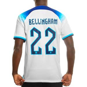 Camiseta Nike Inglaterra Bellingham 2022 2023 DF Stadium - Camiseta de la primera equipación Nike de Jude Bellingham de la selección de Inglaterra 2022 2023 - blanca