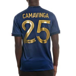 Camiseta Nike Francia Camavinga 2022 2023 Dri-Fit Stadium - Camiseta de la primera equipación de Eduardo Camavinga Nike de la selección de Francia 2022 2023 - azul marino