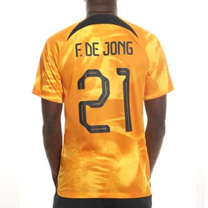 Camiseta Nike Holanda F. de Jong 2022 2023 Dri-Fit Stadium - Camiseta primera equipación Frenkie de Jong Nike de la selección holandesa 2022 2023 - naranja