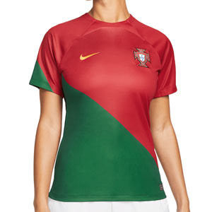 Camiseta Nike Portugal mujer 2022 2023 Dri-Fit Stadium - Camiseta de mujer primera equipación Nike de la selección portuguesa 2022 2023 - granate, verde