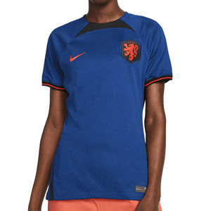 Camiseta Nike 2a Holanda mujer 2022 2023 Dri-Fit Stadium - Camiseta de mujer segunda equipación Nike de la selección de holandesa 2022 2023 - azul