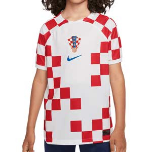 Camiseta Nike Croacia niño 2022 2023 Dri-Fit Stadium - Camiseta de la primera equipación infantil Nike de la selección de Croacia 2022 2023 - blanca, rojo