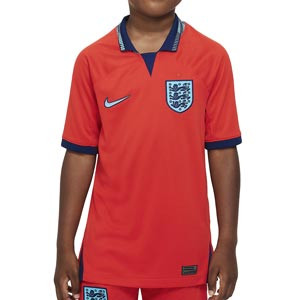 Camiseta Nike 2a Inglaterra niño 2022 2023 Dri-Fit Stadium - Camiseta de la segunda equipación infantil Nike de la selección de Inglaterra 2022 2023 - roja