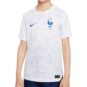 Camiseta Nike 2a Francia niño 2022 2023 Dri-Fit Stadium - Camiseta segunda equipación infantil Nike selección francesa 2022 2023 - blanca