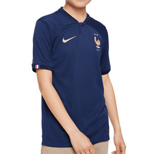 Camiseta Nike Francia niño 2022 2023 Dri-Fit Stadium - Camiseta de la primera equipación infantil  Nike de la selección de Francia 2022 2023 - azul marino