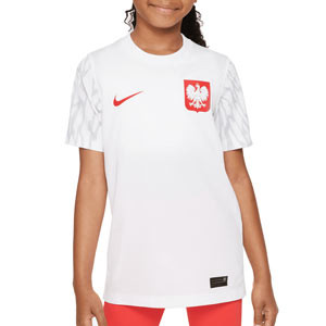 Camiseta Nike Polonia niño 2022 2023 - Camiseta primera equipación infantil Nike selección polaca 2022 2023 - blanca