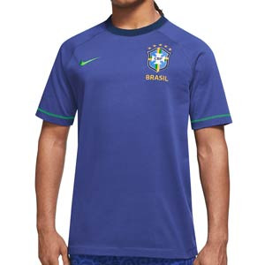Camiseta algodón Nike Brasil Travel - Camiseta de algodón Nike de la selección brasileña - azul