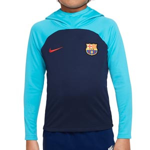 Sudadera Nike Barcelona niño 3 - 8 años Dri-Fit Academy Pro  - Sudadera con capucha infantil Nike del FC Barcelona - azul marino, turquesa