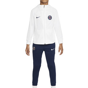 Chándal Nike PSG niño 3 - 8 años Dri-Fit Strike Hoodie - Chándal infantil de entrenamiento Nike del París Saint-Germain - blanco, azul marino