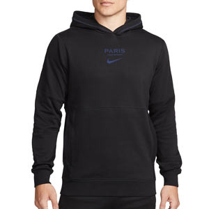 Sudadera Nike PSG Travel Fleece Hoodie - Sudadera con capucha de algodón de paseo Nike del París Saint-Germain - negra