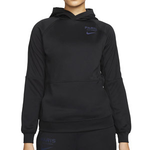 Sudadera Nike PSG mujer Dri-Fit Travel Hoodie - Sudadera de algodón con capucha para mujer Nike del PSG - negra